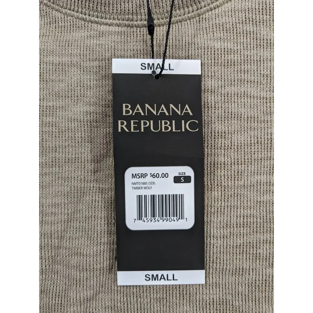 Banana Republic Double Knit Shirt S Beige Crewneck Long Sleeves Layering…‎